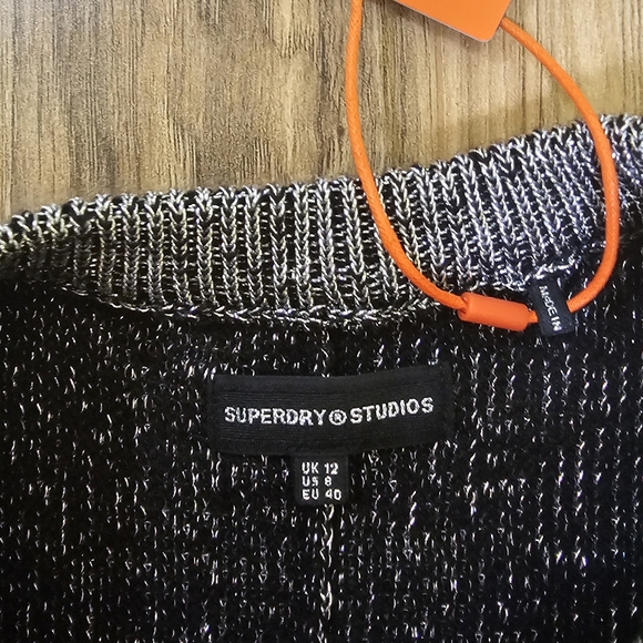 New Superdry Metallic Knit Mini Dress in GUNMETAL METALLIC - Picture 8 of 15
